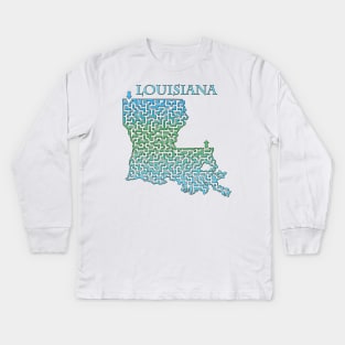 State of Louisiana Colorful Maze Kids Long Sleeve T-Shirt